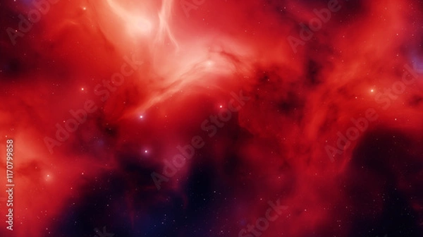 Obraz A red space nebula on an abstract background.