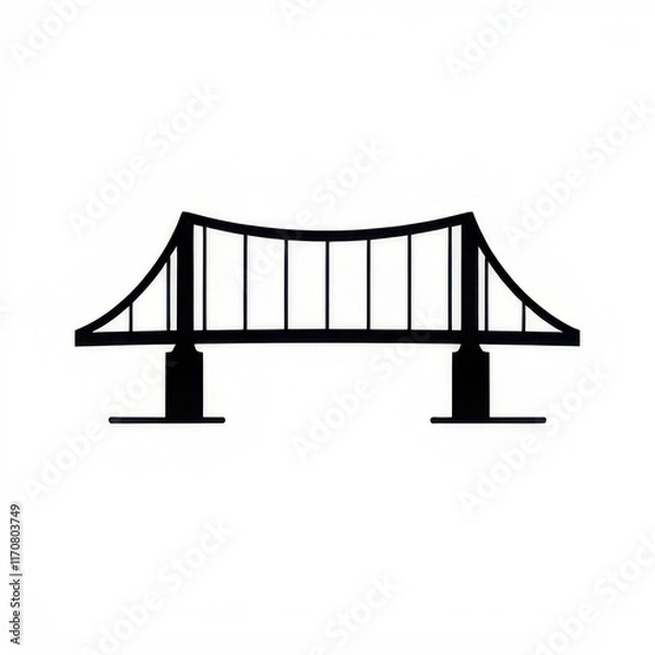 Obraz black and white bridge icon in white backround