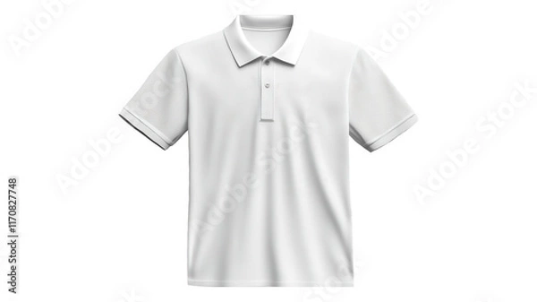 Obraz Plain white polo shirt displayed on a transparent background, emphasizing its casual style and versatile appeal for everyday wear.
