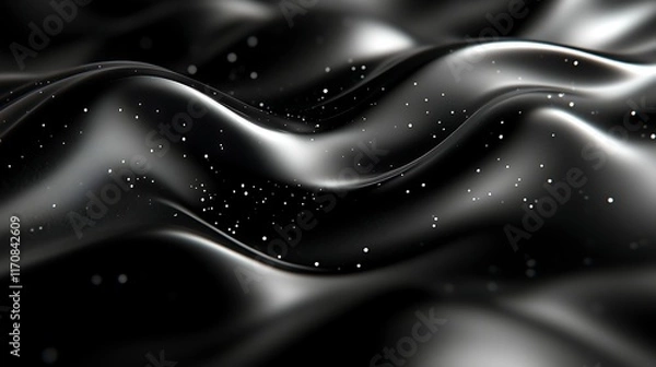 Fototapeta Abstract dark wave with glowing particles. (1)