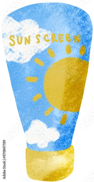 Obraz Hand drawn cute sunscreen.