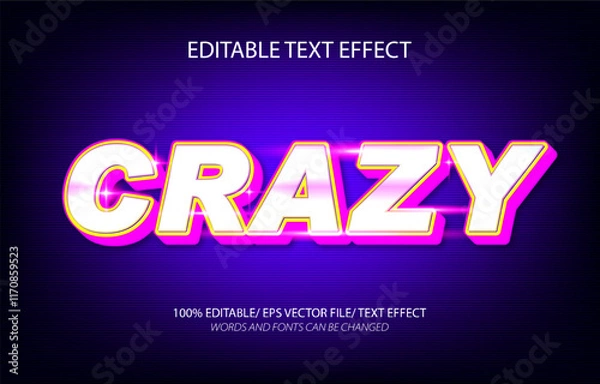 Fototapeta Crazy editable text effect, 3D editable text template.	