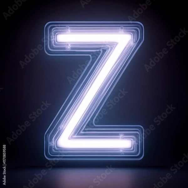 Fototapeta Neon glowing letter Z symbol. Alphabet word sign symbol. For business and commerce sign. Generative AI technology.