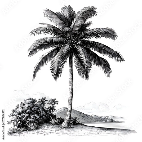 Fototapeta Tropical palm tree design vector isolated on transparent background