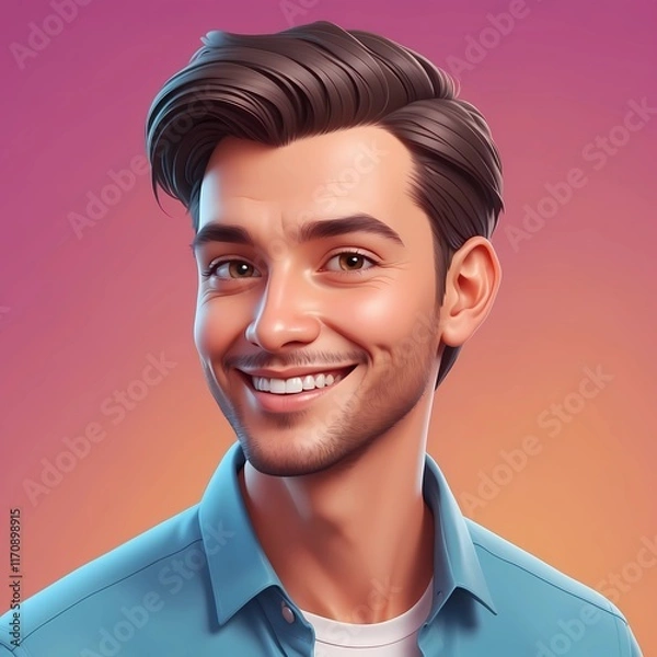 Fototapeta 3D Rendered Avatar Illustration of a Lifelike Yet Stylized Figure with Friendly Expressions and Warm-Toned Backgrounds