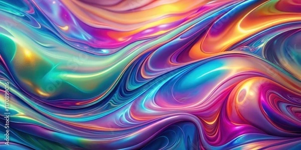 Fototapeta Colorful holographic abstract liquid waves futuristic motion background with swirling colors and shapes, shapes, futuristic motion