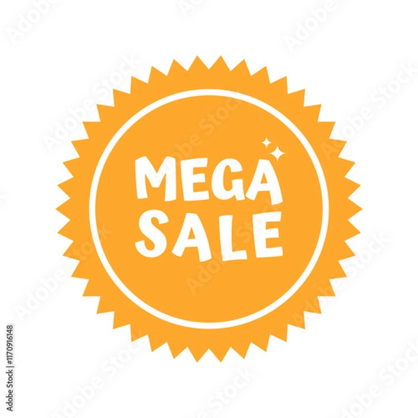 Fototapeta Simple sunburst price tag, sale tag vector illustration, abstract shape of sunburst, price tag, sale tag, price labels vector illustration in soft pastel color