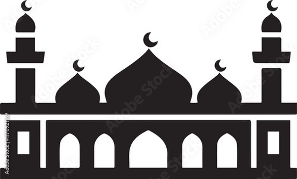 Obraz Black Mosque icon silhouette vector on white background