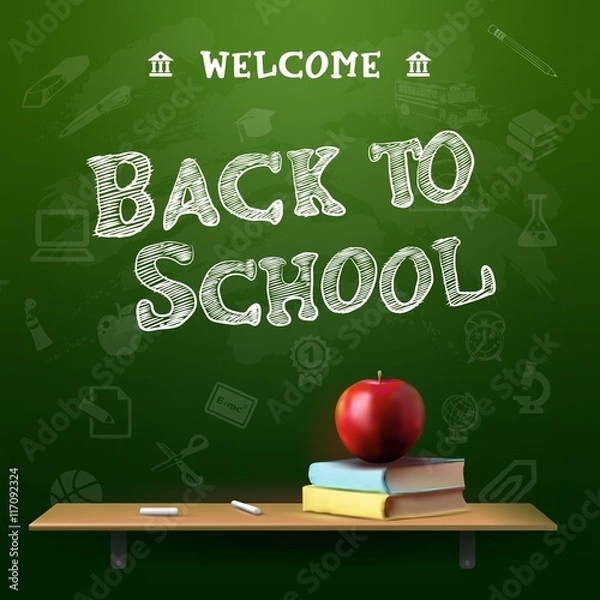 Fototapeta Back to school background, vector illustration.