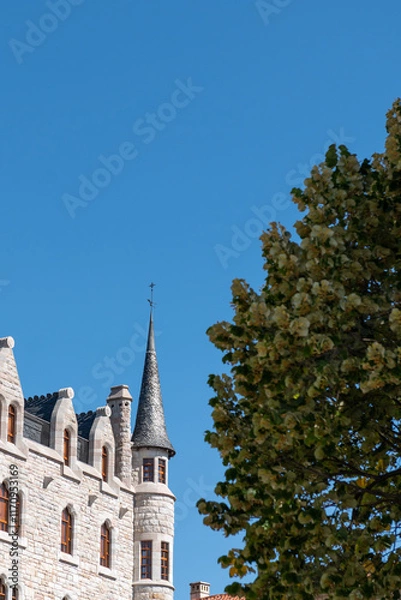 Fototapeta Gaudí Casa Botines Museum in the city of León, a passageway on the French Way of St. James in Spain in 2024