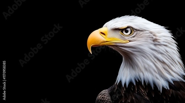 Fototapeta A bald eagle with a black background