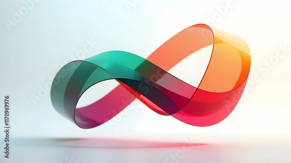 Fototapeta Vibrant hues intertwine, forming an elegant infinity symbol against a bright backdrop. A captivating interplay of color and form.