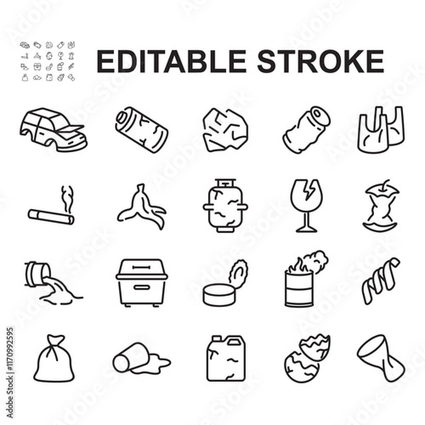 Obraz Collection of trash icons. Made in thin line style.