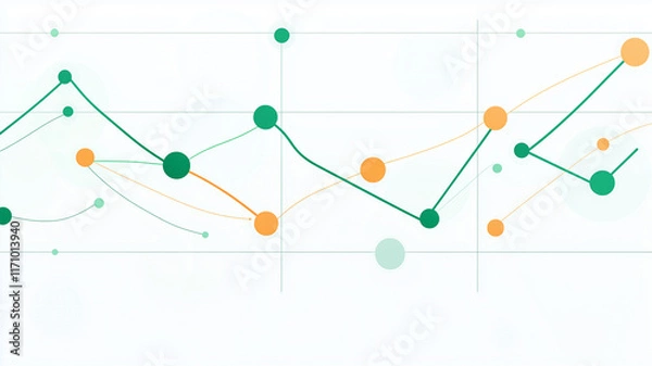 Fototapeta ラインチャートとグリッド背景のスタイリッシュデザイン