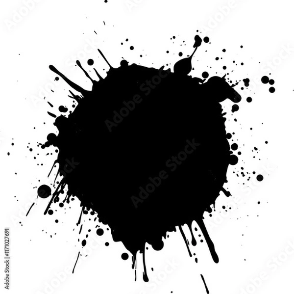 Fototapeta High-Resolution Artistic Ink Splatter with Dripping Edges and Grunge Texture