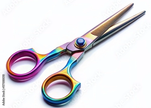 Fototapeta Professional Dog Grooming Scissors Isolated on White Background - Pet Styling Tools