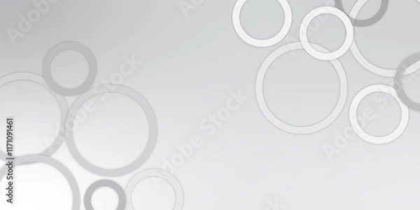 Fototapeta White circle paper cut style. drop shadows on white background. 3D white geometric abstract background. bright space with rounded triangles effect. modern design. dynamic shapes. Pattern, blurred.