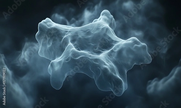 Fototapeta Abstract blue smoky form on dark background, ideal for sci-fi or fantasy visuals