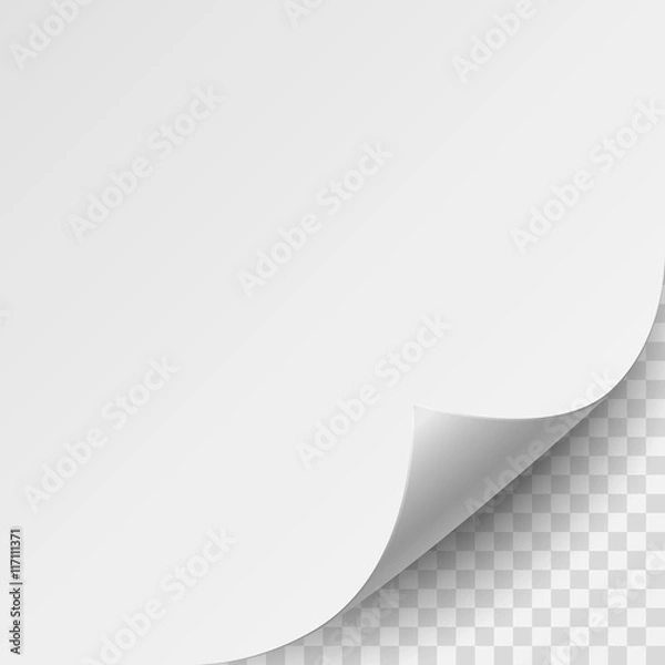 Fototapeta Empty paper sheet. Isolated on transparent background. Vector illustration, eps 10