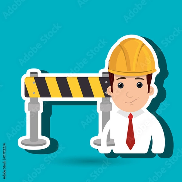 Fototapeta man construction tool work vector illustration graphic