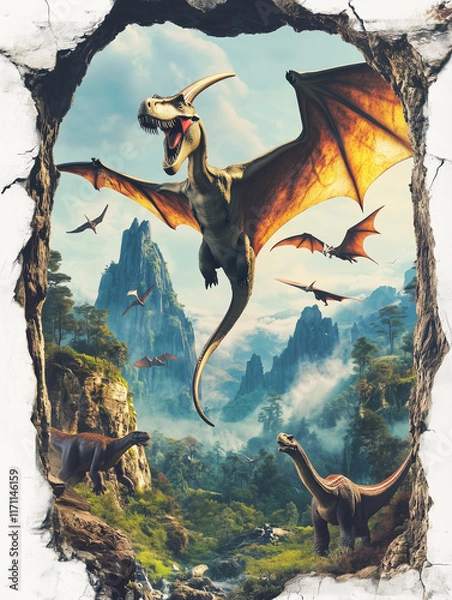 Obraz dinosaurs in the forest