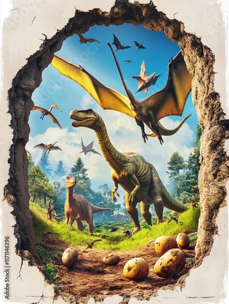 Obraz dinosaurs in the forest