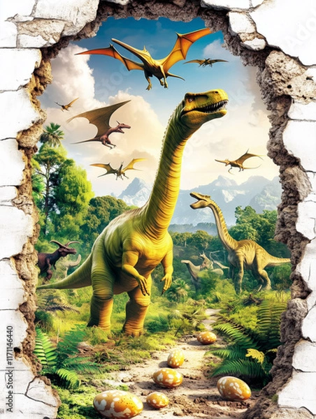 Obraz dinosaurs in the forest