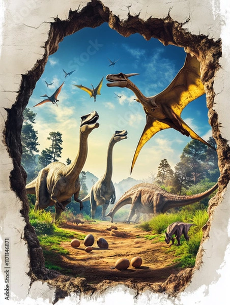 Obraz dinosaurs in the forest