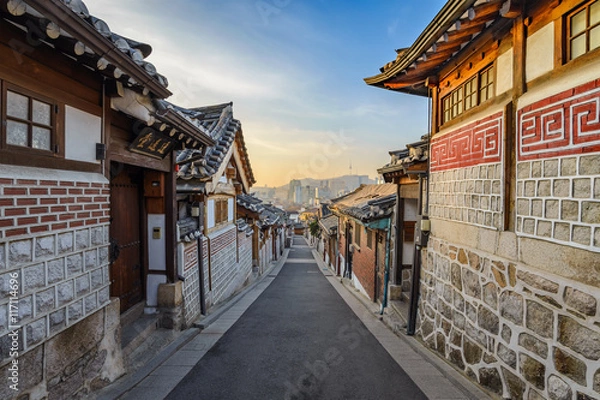 Obraz Bukchon Hanok Village, Seul, Korea Południowa