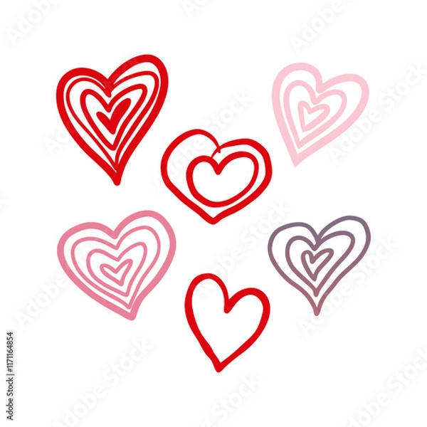 Fototapeta Decorative Hand Drawn Heart Vectors