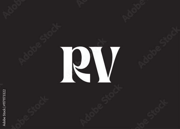 Obraz RV letter logo and initial logo design