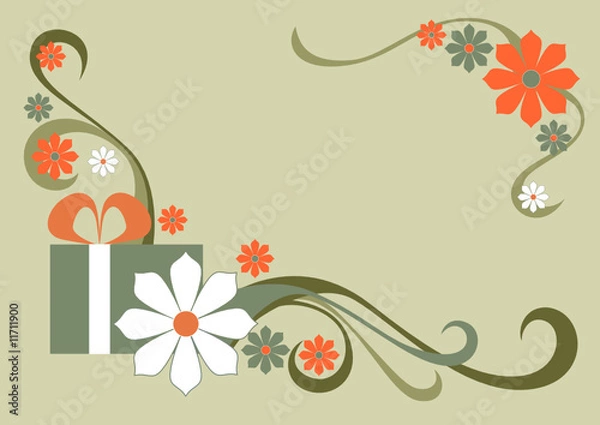 Fototapeta Flowers and a gift