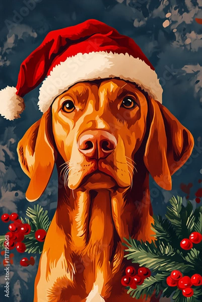 Obraz puppy with a christmas hat