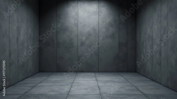 Fototapeta Empty room with gray stone walls and a floor.