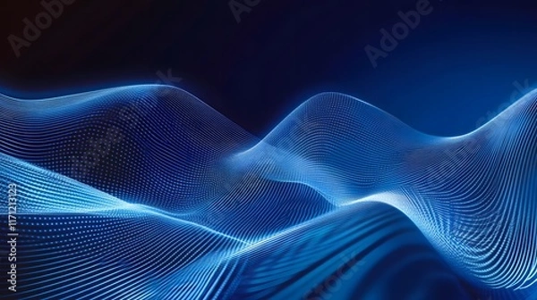Fototapeta Abstract Blue Wave Data Network Visualization