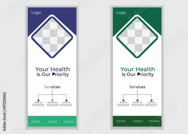 Obraz modern creative medical healthcare roll up banner template layout design for print