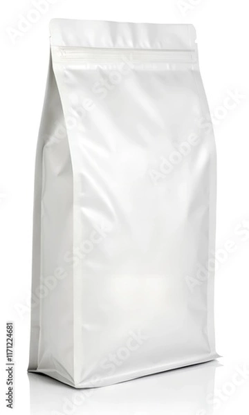 Obraz Blank white aluminium foil plastic pouch bag packaging mockup