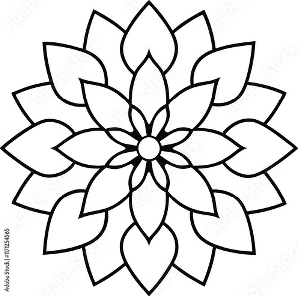 Obraz Coloring page line art flower mandala illustration