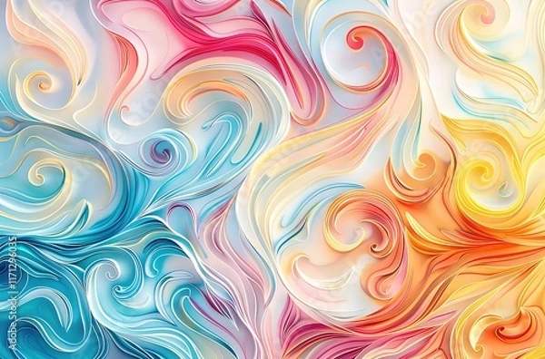 Fototapeta Abstract colorful swirls and curves background.