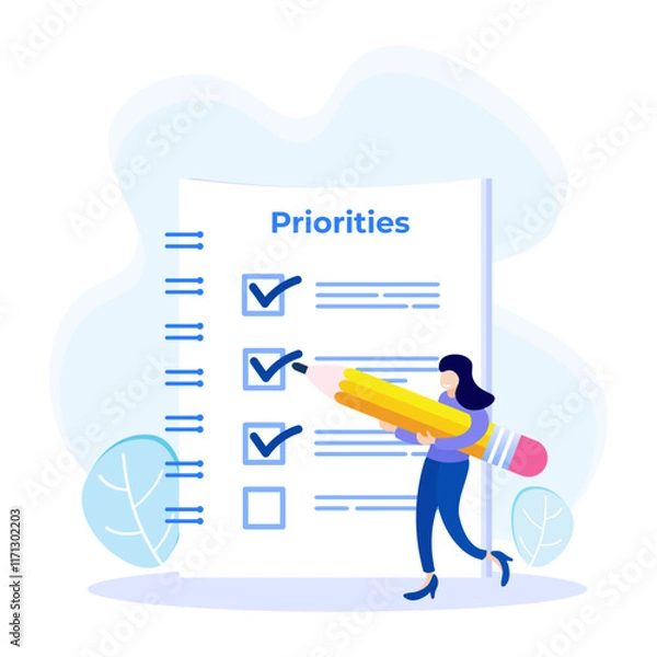 Obraz Illustration vector graphic cartoon character of priorities