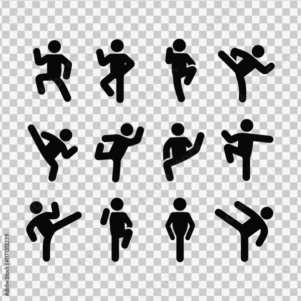 Obraz Arrow Icon Silhouette Bundle: Dynamic Poses from Basic to Advanced on White Background