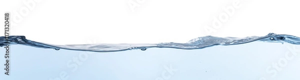 Obraz isolated rippled waterline on white background with underwater view closeup, abstract background texture banner with copy space