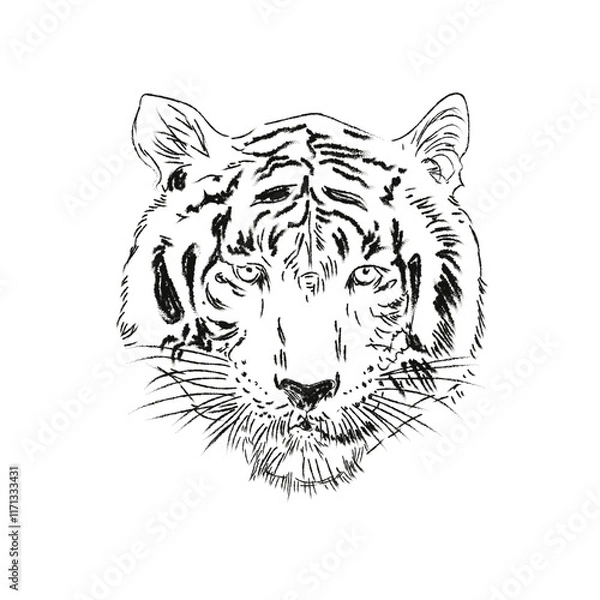 Obraz Tiger, hand drawings, sketch, vector