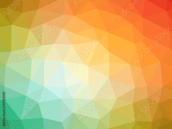 Fototapeta Abstract rainbow orange green yellow gradient polygon shaped bac