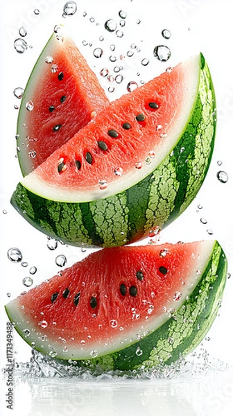 Fototapeta watermelon slice isolated on white background
