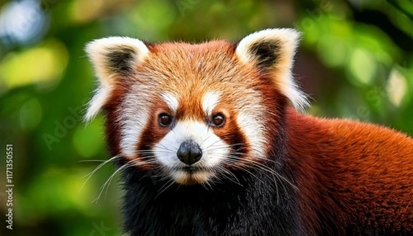 Obraz Red Panda (Ailurus fulgens) Also Known as the Lesser Panda, Red Bear-Cat, and Red Cat-Bear Sitting In The Wild
