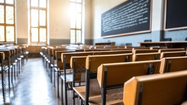 Obraz Bright Classroom with Student-Centered Setup