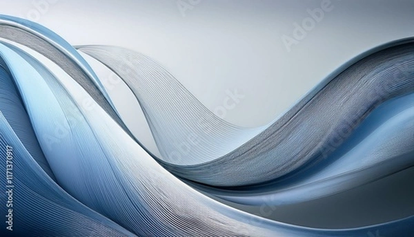 Obraz create a linkedin cover image with abstract flowing lines in soft blue and grey tones representing connection and fluidity clean and minimalistic design