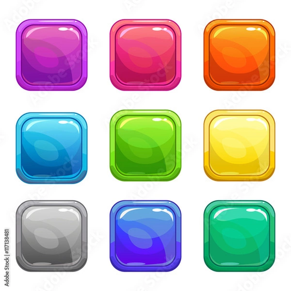 Obraz Colorful square glossy buttons set