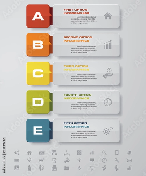 Fototapeta Design clean number banners template/graphic or website layout. with set of business icons.